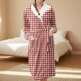 thumbnail image 2 of Women's Fleece Plush Robe Long Warm Plush Bathrobe Loungewear Jacket Printed Comfort Robe, 2 of 5