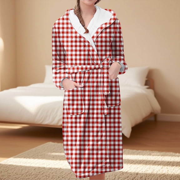BILIKEYU Women's Fleece Plush Robe Long Warm Bathrobe Loungewear, Winter Clothing for Women, Bathrobe for Women, Women's Sleepwear