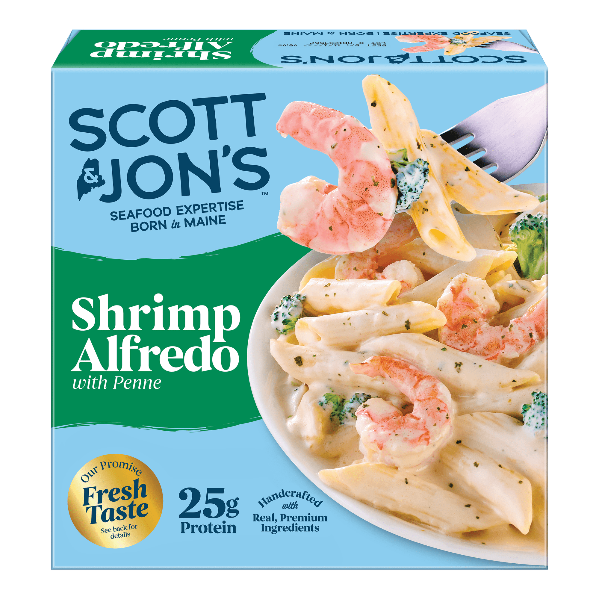 Scott & Jon’s Frozen Meals, Shrimp Alfredo Pasta, Microwave Meals, Frozen Lunch or Dinner for One, 9.6 oz