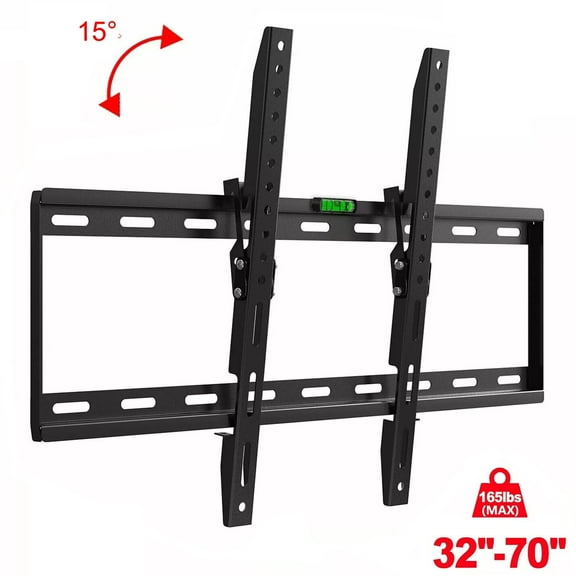 Tilting TV Wall Mount for 32"-70" TVs, 15° Tilt, Supports up to 165lbs, Compatible with VESA Mounts, Low Profile, Easy Install