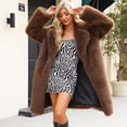 thumbnail image 4 of ZQUUVOU Women's Long Faux Fur Coats Oversized Fluffy Large Lapel Jacket Long Sleeve Furry Coats Winter Jacket Coffee, 4 of 7