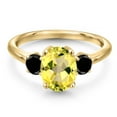 thumbnail image 3 of Gem Stone King 18K Yellow Gold Plated Silver Canary Mystic Topaz and Black Diamond Engagement Ring for Women | 2.54 Cttw | Oval 9X7MM | Gemstone November Birthstone | Size 8, 3 of 6