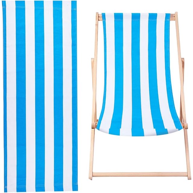 Repuesto de lona para silla de playa de 44,49 x 17 pulgadas, 1,5 mm de grosor, con rayas azules y blancas, para patio, plegable, reclinable, bricolaje