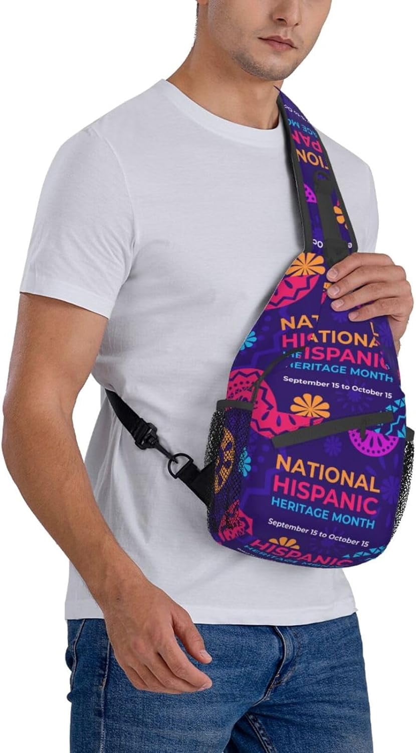 Mes Nacional De La Herencia Hispana Hispanic Heritage Month Sling Bag Crossbody Hiking Travel Chest Bags Backpack Shoulder Daypack for Women Men