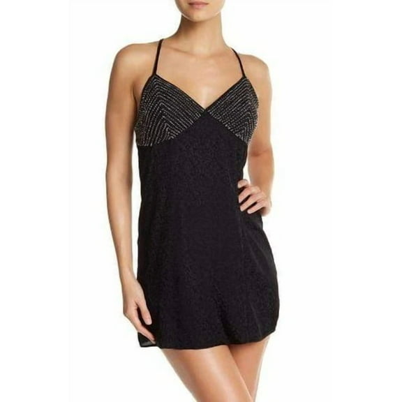 Free People BLACK Shooting Star Slip Dress, US Medium