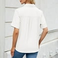 thumbnail image 5 of Aloohaidyvio Womens Button Down Shirt Short Sleeve Dress Shirt V Neck Collared Button Up Summer Tops Textured Work Blouse White, 5 of 6