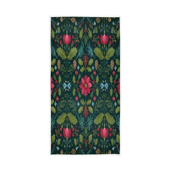 Towel 30x15 Inch Face Towel Hand Towel Bath Towels Hand Bath Towels Single-Sided Printed Towels, Lightweight, Breathable and Absorbent Green Christmas Pattern