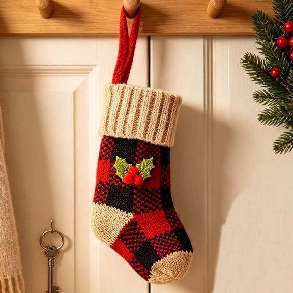 Knitted Christmas Stocking Embroidered Letter Hanging Decor for ...