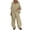 Khaki, variant on MDUKONU Women's 2-Piece Linen Set - V-Neck Batwing Sleeve Top & Wide Leg Pants Green M