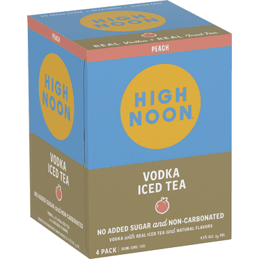 High Noon Peach Vodka Iced Tea, 4 Pack, 355 mL Aluminum Cans, 4.5% ABV