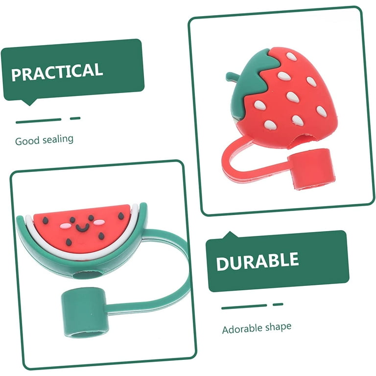 Straw Topper Food Grade Flower Pattern Cartoon with Handle Multi-purpose  Silica Gel Tumbler Straw Tip