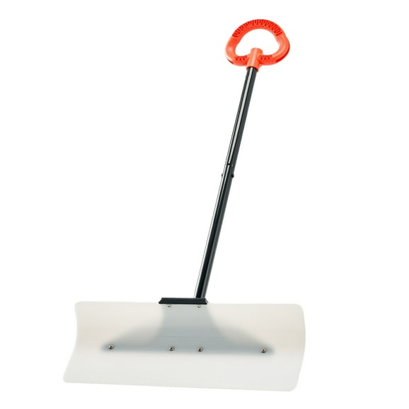 KFFKFF 24-Inch Wide Snow Pusher Shovel with Ergonomic Handle, Durable HDPE Blade, and Segmented Design for Easy Snow Removal in Driveways, Gardens, and Outdoor Areas