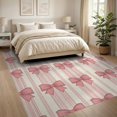 thumbnail image 3 of ODIKA 8'x10' Washable Area Rug Round Ribbon Stripe Boho Vintage Detailing Seamless Pink Coquette Refined for Living Room, Under Sectional, Family , Durable, Non-Slip, 3 of 7