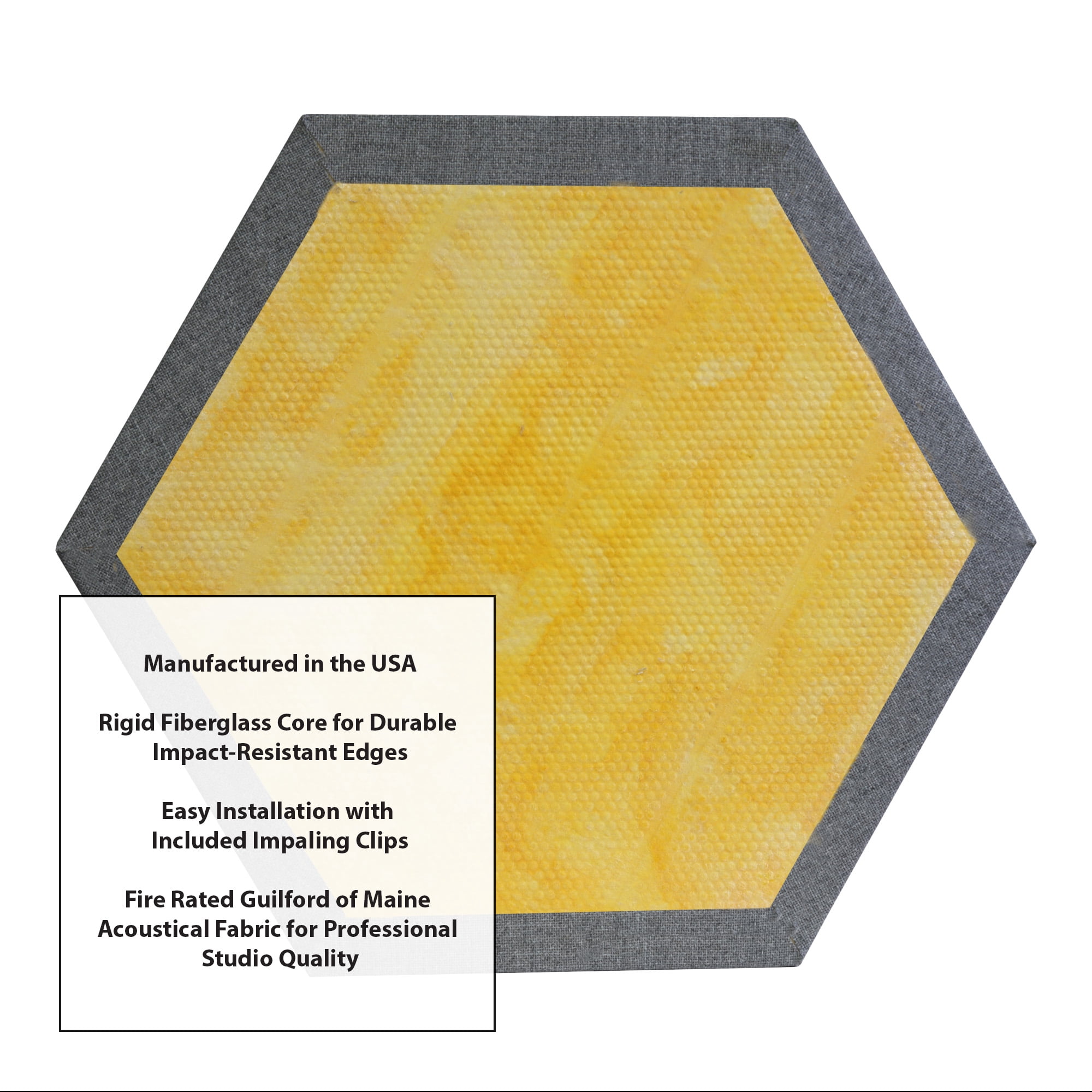 ATS Acoustics Hexagon Fire Rated Sound Absorbing Acoustic Panel 24" x 1" (Charcoal)