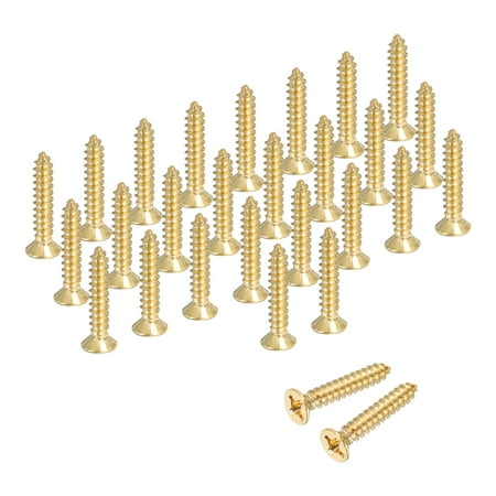 Uxcell Brass Wood Screws M3 x 16mm Phillips Self-Tapping Furniture Connector for Door Hinges Wood Crafts and Appliances DIY Projects Pack of 58