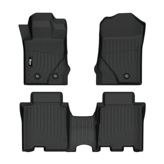 Ikon Motorsports Floor Mats Compatible With 2021-2025 Ford Bronco 4-Door, Black Car Auto TPE 3D Molded Carpets Liner Front Rear Row All Weather 3PC Set Protector
