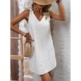 thumbnail image 5 of Jaimenalin Women'S V-Neck Summer Casual Beach Dress Vacation Sleeveless Sundress White Small Flowers L, 5 of 9