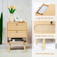 thumbnail image 4 of CEYAZYE Boho Bedside Table Modern Rattan Nightstand with 2 Drawer and Open Storage for Bedroom, Living Room,Enrtyway 23.62"H Tall,Natural, 4 of 8