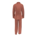 thumbnail image 5 of Womens 2 Piece Pajama Sets Long Sleeve Ribbed Knit Lounge Set Button Down Soft Fall Winter Sleepwear (L, Coffee), 5 of 6