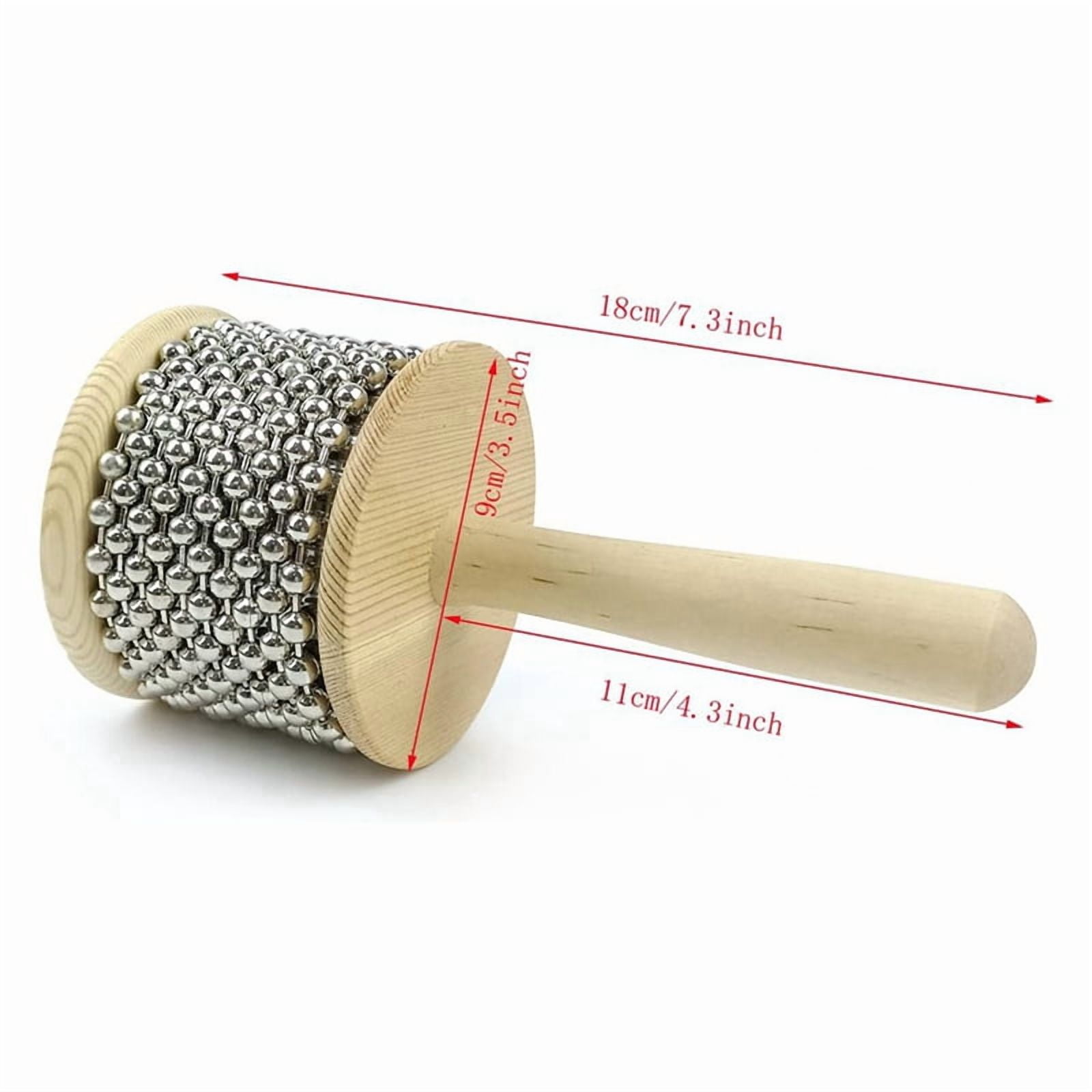 Diameter 13.5cm Wooden Hand Kabasa, Hand-Cranked Percussion Instrument with Metal Beads for Adult Band Music Education,1 * Kabasa
