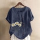 thumbnail image 1 of TaTaai Women's Everyday Casual Blouse, Linen Feel Round Neck T-Shirt, Short Sleeve Comfortable Top for All Occasions Gift, 1 of 5