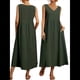 thumbnail image 2 of Vestido de Verano para Mujer 2025, Sin Mangas, Cuello en V, Informal, Escalonado, con Bolsillos Verde Oliva 4XL, 2 of 7