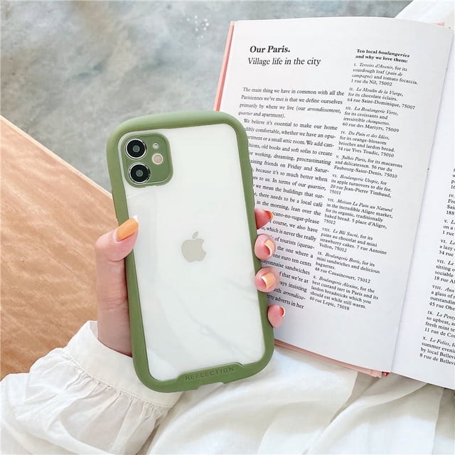 Clear Transparent Silicone Full-Body Protective Case – Shockproof, Ultra-Durable Gel TPU Cover (Army green,iPhone12Pro max)