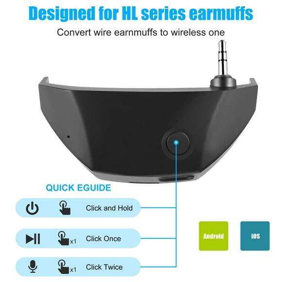 W1 Bluetooth Adapter Compatible for Walker Series Wire-Controlled to Wireless Earmuffs Converter Black