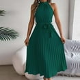 thumbnail image 5 of XFYSSS Fashion Casual Ladies Summer Elegant Round Neck Sleeveless Waist Fold Dress Cinched Pleated Dress For Women Sleeveless Round Neck Dress, 5 of 7