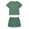 thumbnail image 2 of MAIHAN Boy Summer Clothes Soft Comfy 2 Pieces Sets T-Shirt and Shorts Cotton Summer Outfits Sets(Green,6-7 Years), 2 of 4
