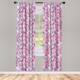 thumbnail image 2 of Ambesonne Floral 4-Panel Curtains, Hand Drawn Tropical Flowers, 56"x84", Pink Dark Turquoise, 2 of 4