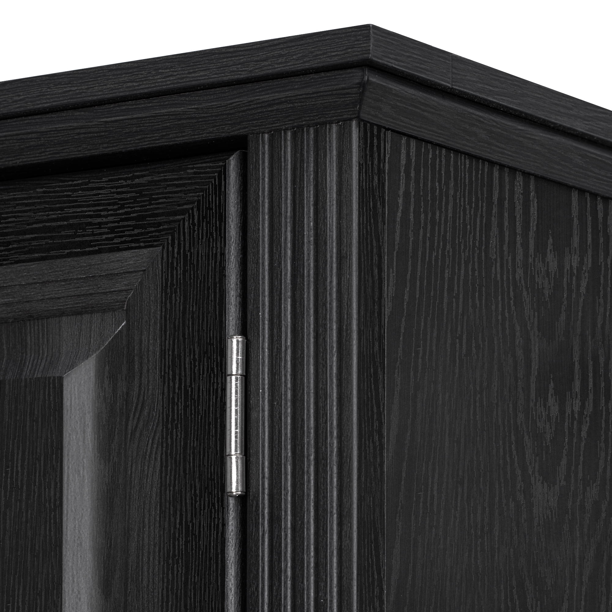 71" Tall Kitchen Pantry Cabinet with 3 Pull Out Cabinet Organizers, Farmhouse Embossed Texture Storage Cabinet with 6 Door Shelves, 2 Drawers, Freestanding Cupboard for Kitchen, Dining Room, Black