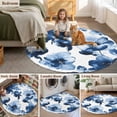 thumbnail image 6 of Spring Floral Round Area&nbsp;Rug 4ft Watercolor Gradient Blue Leaves Flower Rustic Farmhouse Non-Slip&nbsp;Washable Circle Rugs Soft Felt Indoor Floor Mat for Bedroom Kitchen Living Room Bathroom, 6 of 9