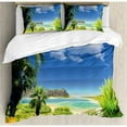 thumbnail image 3 of Tropical Duvet Cover Set Twin Size, Paradise Beach with Palm Trees in Exotic Island Happiness Coastal Charm Image, Decorative 2 Piece Bedding Set with 1 Pillow Sham, Multicolor, by Ambesonne, 3 of 3