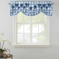 thumbnail image 2 of Tie Up Valances for Windows, Tulip Flowers Adjustable Valance Curtains Window Treatment for Living Room/Bedroom, Pastoral Floral Botanical Blue Plaid Rod Pocket Kitchen Curtains & Drapes 60x18 Inch, 2 of 9