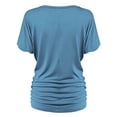thumbnail image 3 of Made by Johnny V Neck Short Sleeve Dolman Top with Side Shirring XXL DENIM, 3 of 6