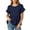 Navy, variant on hoksml Women's Cotton Linen Ruffle Sleeve Peplum Blouse, Round Neck Casual Babydoll Top, Loose Fit Summer Daily Office Wear Shirt