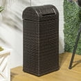 thumbnail image 2 of happimess Darla 14.27-Gallon All-Weather Wicker/Metal Swing Top Hideaway Outdoor Trash Can for Package Delivery, Patio Furniture, Cushions, Gardening Tools, Pool Supplies, Brown, HPM1201A, 2 of 9