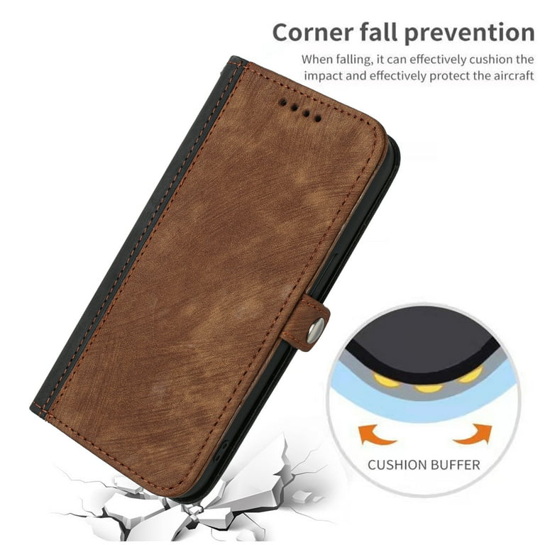 Dteck Case for Google Pixel 6a, Bicolor PU Leather Wallet Folio