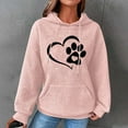 thumbnail image 2 of Hoodies for Women Graphic Heart Print Cute Long Sleeve Waffle Drawstring Pullover Spring Fall Sweatshirts with Pockets(Pink,XL), 2 of 5