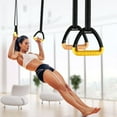 thumbnail image 2 of 2Pcs Gymnastic Ring Portable Gymnastic Ring Gym Shoulder Strength Home Fitness Training Equipment-2M,2* Gymnastics Rings 2* Straps 2* Hands tape,Black, 2 of 8