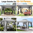 thumbnail image 4 of COBIZI 12'x12' Pop-up Gazebo Patio Gazebo Outdoor Gazebo Canopy with Mosquito Netting Patio Tent Backyard Canopy with 2-Tiered Vented Top 3 Adjustable Height and 144 Square ft of Shade, Gray, 4 of 16