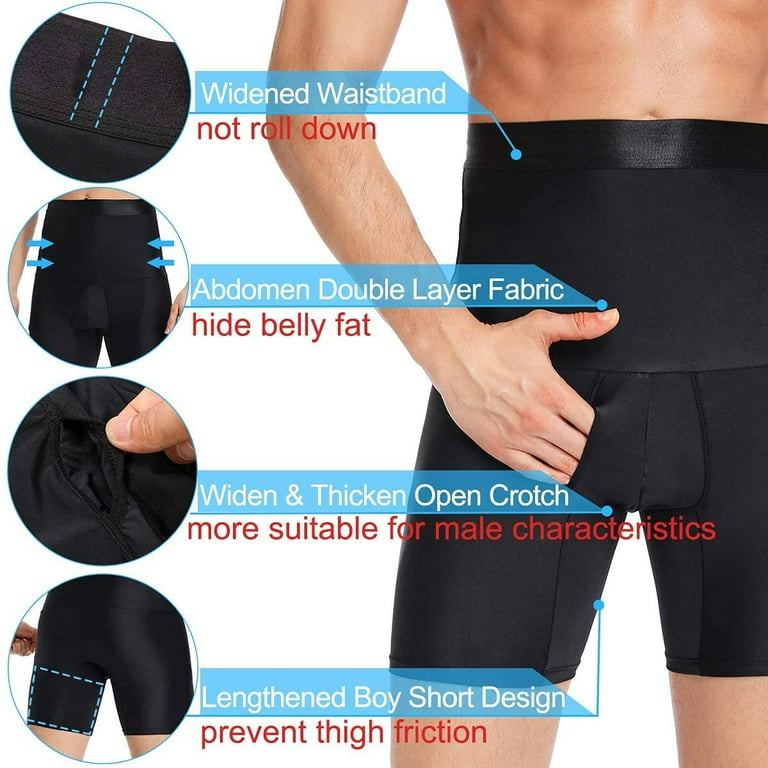 Mens Tummy Control Shapewear High Waist Slimming Abdomen Compression Shorts  Boxer Briefs Body Shaper Underwear