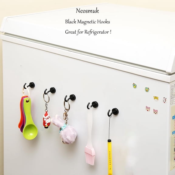 OPVM-Magnetic Hooks, Cruise Ship Essentials, 32lb  Heavy Duty Magnetic Hooks for Cruise Cabins, Refrigerator, Grill, Hanging, and Travel | Extra Strong Must-Haves Magnet Hook,Black