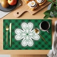 thumbnail image 2 of St. Patrick's Placemats Set of 8, Day Clover Green Plaid Non-Slip Place Mats Washable Table Mats for Kitchen Dining Table Decorations Indoor/Outdoor, 2 of 9