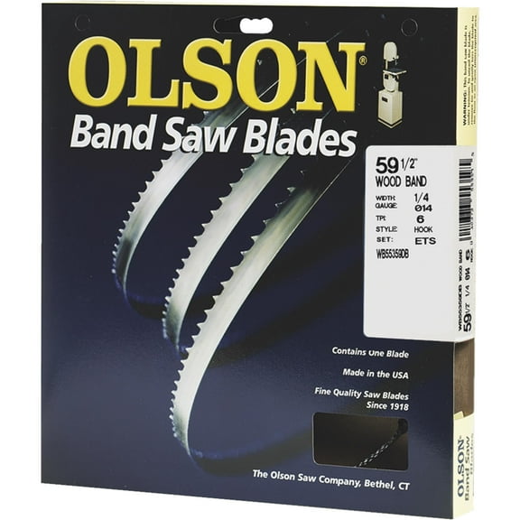 Olson 59-1/2 In. x 1/4 In. 6 TPI Hook Wood Cutting Band Saw Blade WB55359DB