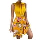 thumbnail image 1 of Vestido acampanado con lazo estampado de cintura alta sin mangas con cuello redondo a la moda para mujer Fridja  hj2086, 1 of 3