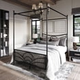 thumbnail image 2 of Home Design Denver Queen Metal Canopy Bed Frame with Arched Headboard, Center Support Leg, Black, Easy Assembly, 2 of 11