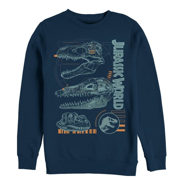Men's Jurassic World: Fallen Kingdom Fossil Skulls  Sweatshirt Navy Blue Large