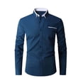 thumbnail image 2 of WIZUTIZ Mens Dress Shirts Long Sleeve - Wrinkle Free Stretch Shirt Colorblock Formal Business Casual Pocket T-Shirt Button Down, 2 of 5